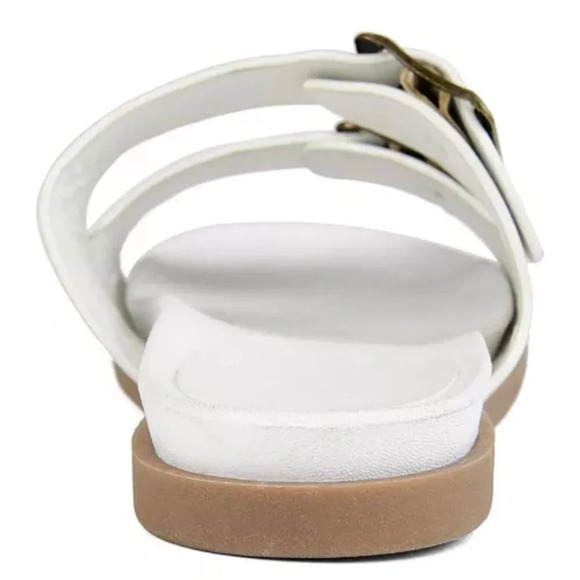 JOURNEE COLLECTION WHITLEY Women's White Double Strap Slide Flats Sandals Size 6 - Picture 3 of 6